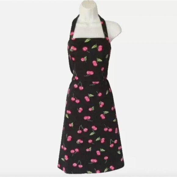 Julian Taylor Vintage Cherry Print Halter Fit + Flare Dress - Size 12 - Picture 1 of 14